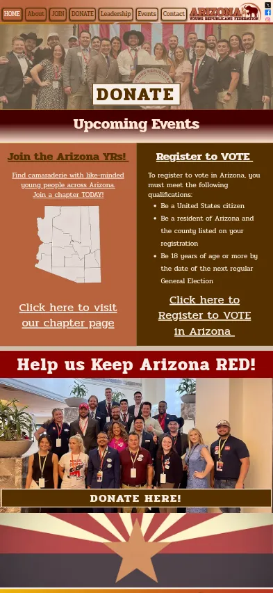 Mobile screenshot of Arizona